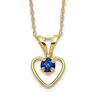 JewelryWeb 10k Gold Madi K 3mm Sapphire Love Heart Necklace 15 Inch