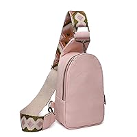Ladies Chest Bag Shoulder Bag Small Crossbody Leather Satchel Backpack Ladies Shopping Travel Fashion Strap (pink)
