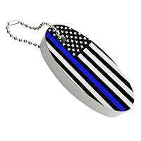 GRAPHICS & MORE Thin Blue Line American Flag Floating Keychain Oval Foam Fishing Boat Buoy Key Float