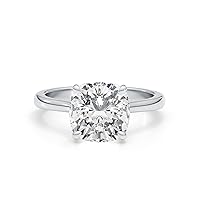 2-3 Carat Cushion/Round/Emerald/Radiant Cut Moissanite Engagement Statement Wedding Band Ring for Women in 14k White Gold (D-E, VS1, 3 CTW) Anniversary Promise Ring Size 4.5 to 11