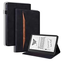 Case Cover for Tablet Leather Case for Kindle Scribe 2022 10.2 Inch Stitched Contrast Color Matte Reader E-Book Case,Black,Business