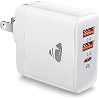 Aioneus 40W 4-Port USB Wall Charger Block (Black) & 40W 4-Port USB Charging Block (White)