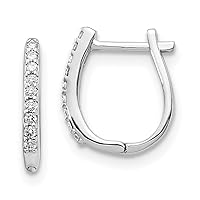 14k White Gold Lab Grown Diamond Hinged Hoop Earrings Measures 12.15mm Long Jewelry for Women