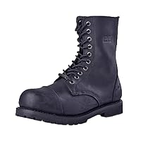 Men Fashion Genuine Leather Combat Boots Goodyear-Welted Vintage British Work Tooling Boots Outdoor Basic Mid-calf Boots Women