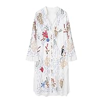 Women Vintage Stand Collar Floral Embroidery Side Split Midi Shirt Dress Female Chic Single Breasted Vestidos