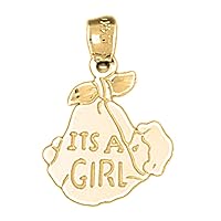 Silver It's A Girl Pendant | 14K Yellow Gold-plated 925 Silver It's A Girl Pendant