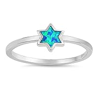 CHOOSE YOUR COLOR Sterling Silver Star of David Ring
