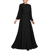 عبايات نسائية Hijab Dress Women Muslim Abaya Modest Prayer Dress Islamic Dubai Middle East Turkey Kaftan Outfit Flowy Maxi Dress Black Large