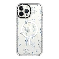 CASETiFY Impact Case for iPhone 13 Pro Max Compatible with Magsafe - Small Blue Flowers - Clear Frost