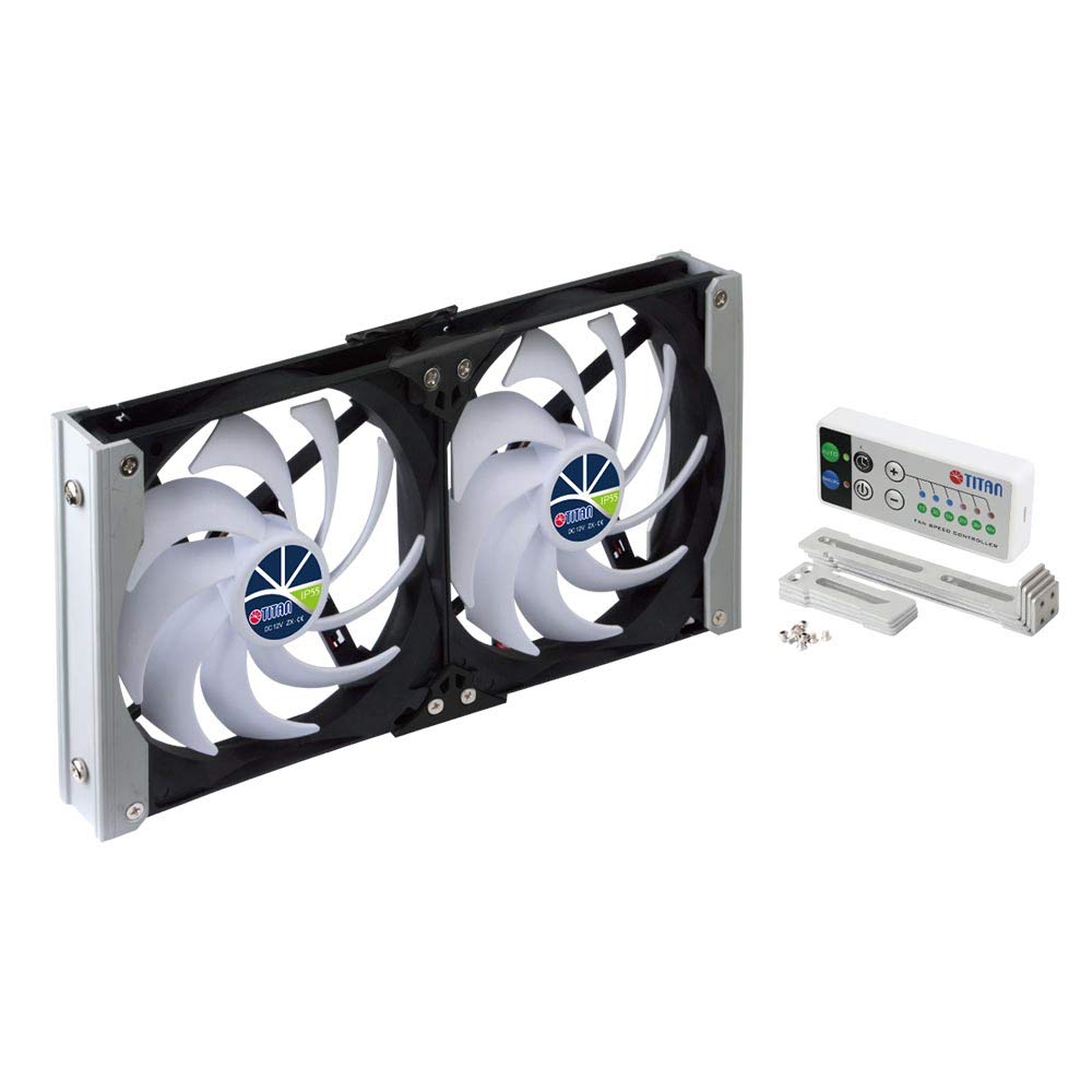 TITAN- 12V DC IP55 Waterproof Double Rack Mount Ventilation Cooling Fan with Timer and Speed Controller- TTC-SC20 (90mm)