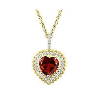 Navnita Jewellers 1.55 Ct Garnet & Simulated Diamond Heart Pendant With 18