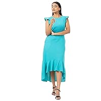 Lona Back Tie Sea Green Linen Dress Boat-Neck Slim Clothes Long Ankle Sexy Sea Green Dress for Women