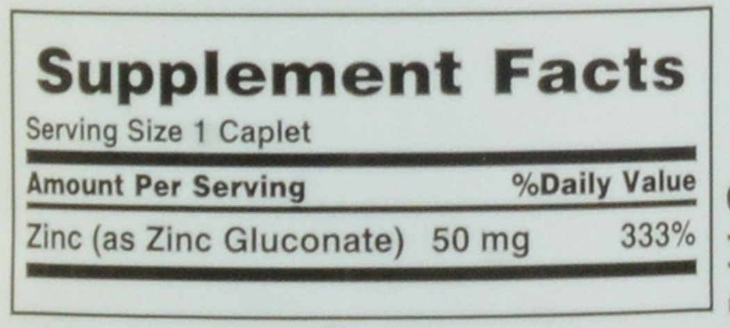 Nature's Bounty Zinc (Zinc Gluconate) 50 mg, 100 Caplets (Pack of 5)
