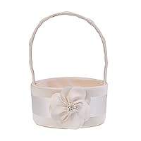 Smooth Satin Floral Bud Flower Girl Basket Romantic White Wedding Basket Hanging Basket Wedding Party Ceremony Decor