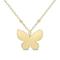 SZUL 14K Yellow Gold Butterfly Necklace with Lobster Clasp