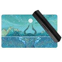 Island Mana Scenery, Stained Glass (Stitched) and Matshield Bundle - MTG Playmat - Compatible for Magic The Gathering Playmat - Play MTG,TCG - Original Play Mat Art Designs & Accessories