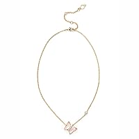 Womens Bridal Special Occasion Butterfly Delicate Pendant Necklace, Pink/Gold 2, One Size