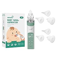 Baby Nasal Aspirator Green with 6 Food-Grade Silicone Replacement Nozzles, Nose Sucker for Baby, Automatic Nose Sucker for Infants, Rechargeable, with Music & Light Soothing Function