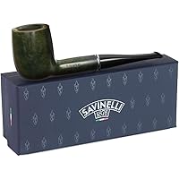 Arcobaleno Green Savinelli Tobacco Pipe - Naturally Stained & Handmade Tobacco Pipe From Italy, Colorful Straight Stem Pipe, Briar Wood Tobacco Pipe (Green, 111 KS)