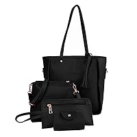 Handbags For Women, Women Bag Set Soft Pu Leather Handle Bags Set Tote Bag Shoulder Bags Crossbody Bag Wallet Cards Holder Perfect For Daily Use (Black)