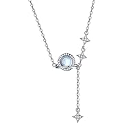jagosen Moonstone Necklace Sterling Silver Moon Pentagram Pendant Necklace For Women Silver Moonstone Jewellery For Women Girls