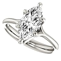 10K Solid White Gold Handmade Engagement Ring 1.0 CT Marquise Cut Moissanite Diamond Solitaire Wedding/Bridal Ring for Women/Her Proposes Rings