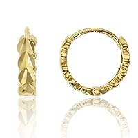14K Yellow Solid Gold Diamond Cut Heart 2.50mm Thick Huggie Earring | Diamond Cut Heart Huggie Earrings | Cute Earrings | Endless Huggie Hoop Earrings | 2.50x10mm| Solid Gold Earrings for Women