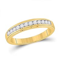 The Diamond Deal 10kt Yellow Gold Mens Round Diamond Wedding Band Ring 1/2 Cttw