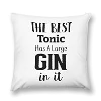 Home Decorative Quote Pillow Covers The Best Tonic Has A Large Gin in It Throw Pillowcase with Zipper Motivational Words Soft Velvet Pillow Cover for Girls Kids Bedroom Nursery Decor 26 