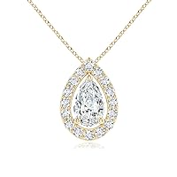 10K Solid Yellow Gold Handmade Engagement Pendant 1.0 CT Pear Cut Moissanite Diamond Solitaire Wedding/Bridal Pendant for Women/Her Propose Pendant