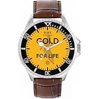 Football Fans Gold for Life Yellow Black Ladies Watch