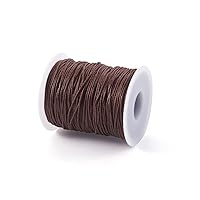 100 Yards 1mm Brown Waxed Thread Cotton Cord Plastic Spool String Strap Beading String Macrame Cord Rope for DIY Necklace Bracelet Braided Jewelry Making
