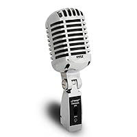 Pyle Classic Retro Dynamic Vocal Microphone - Old Vintage Style Metal Unidirectional Cardioid Mic with XLR Cable - Universal Stand Adapter - Live Performance Studio Recording - PDMICR68SL (Silver)