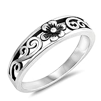 Sterling Silver Plumeria Ring Gorgeous Flower Design Band Solid 925 Sizes 2-14