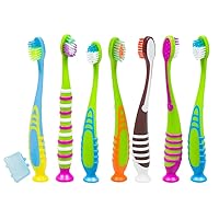6 Pack Kids Toothbrush Suction Cup Stand Soft Bristles Toddler Clean Oral Care