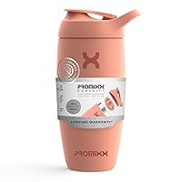 Pursuit Shaker Bottle Insulated Stainless Steel Water Bottle and Blender Cup, 18oz, Coral