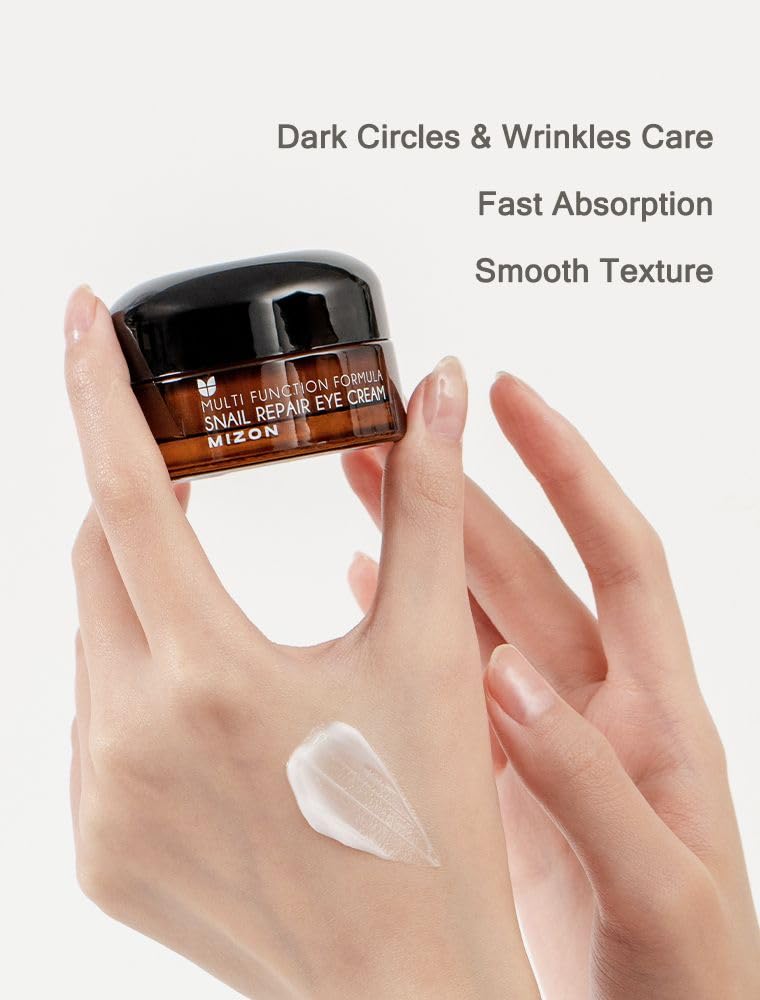 MIZON Snail Line Snail Repair Eye Cream, natural treatment, wrinkle treatment, fine line, hydrating, healthy skin, Korean skincare (0.84 oz)