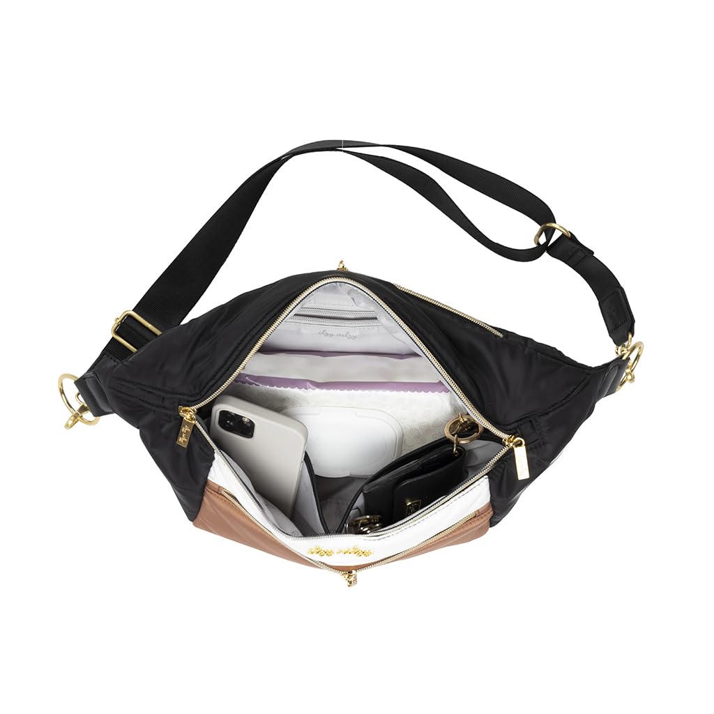 Itzy Ritzy's Ritzy Pack Fanny Pack & Crossbody Diaper Bag; Multi-Use Bag Features 6 Pockets & an Adjustable Strap; Wear As a Crossbody, Belt Bag or Shoulder Bag; Coffee & Cream