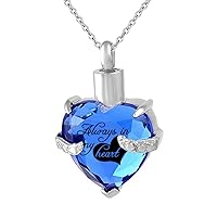 misyou Always in My Heart 12 Birthstone Crystal Urn Necklace Heart Memorial Keepsake Pendant, Elegant Memorial Jewelry with Stainless Chain and Accessories