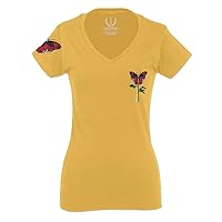 Graphic Red Rose Cool Till Death Flower Skull Primitives Butterfly Vibes Floral for Women V Neck Fitted T Shirt