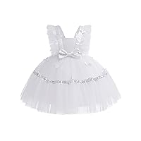 ACSUSS Infant Baby Girls Multi-Layered Netting Lining Tulle Tutu Dress Flying Sleeve 3D Butterfly Appliques Party Gown
