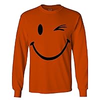 Cute Graphic Happy Funny Blink Smile Smiling face Positive Long Sleeve Men's