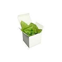 White Favor Box 4x4x4 with Oasis Green Color Tissue Paper Sheet #RP129 (100)