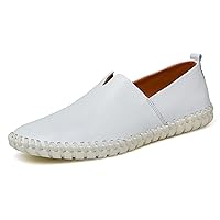Men's Leather Espadrille Slip-On Plain Toe Casual Dress Loafer Shoes