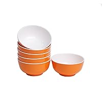 4.5-inch Unbreakable Small Melamine Bowls for Cereal Rice Soup Dessert Snack Ice-Cream Pudding Mini Round Plastic Bowl,set of 6PCS (Orange&White)