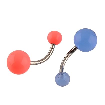 Oasis Plus Wholesale Lot 100pcs 14G Belly Button Rings Navel Barbell Acrylic Balls 316L Surgical Stainless