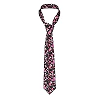 Men'S Tie Funny Neckties Dark-Floral-Flowers-Butterflies Mens Tie Party Business Neckties Soft Ties