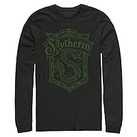 Harry Potter Big & Tall Sorcerer's Stone Slytherin Crest Men's Tops Long Sleeve Tee Shirt, Black, 4X-Large