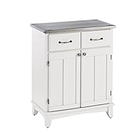 Home Styles Buffet of Buffets White with 18-gauge Stainless Steel Top, Two Drawers, Two Wood Panel Doors, Brushed Steel Hardware, and Adjustable Shelf