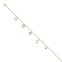 14K Light Cubic Zirconia Chain Anklet Bracelet - 9+1